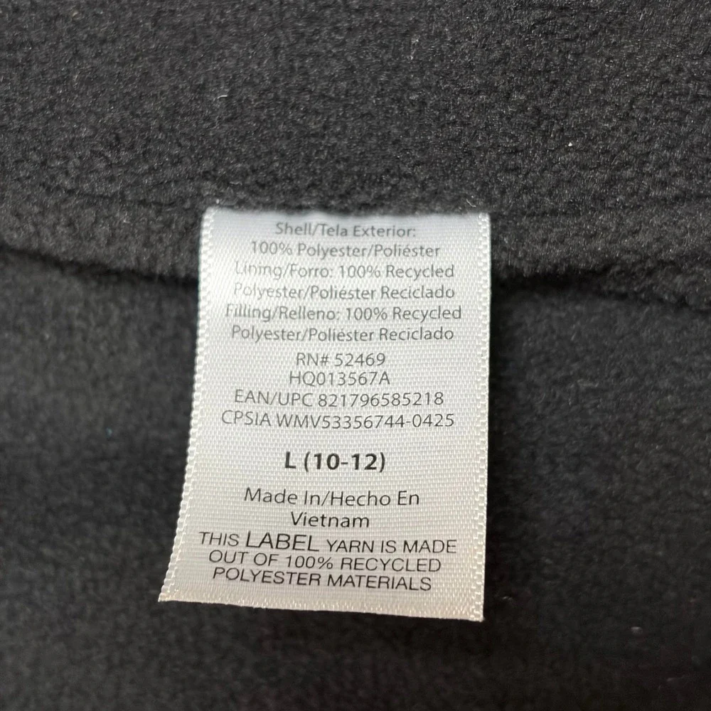 Ozark Trail Puffer Jacket Youth Size L (10-12) Black Hooded Full Zip